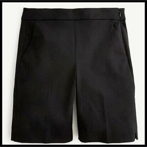 NWT J Crew Bermuda Cotton Stretch Shorts Side Hook Zipper Black 4 29" Waist NEW